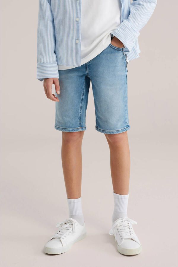 WE Fashion Blue Ridge slim fit denim short medium blue denim