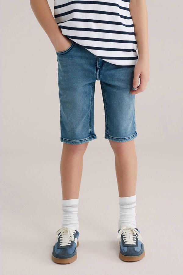 WE Fashion Blue Ridge slim fit denim short medium blue denim