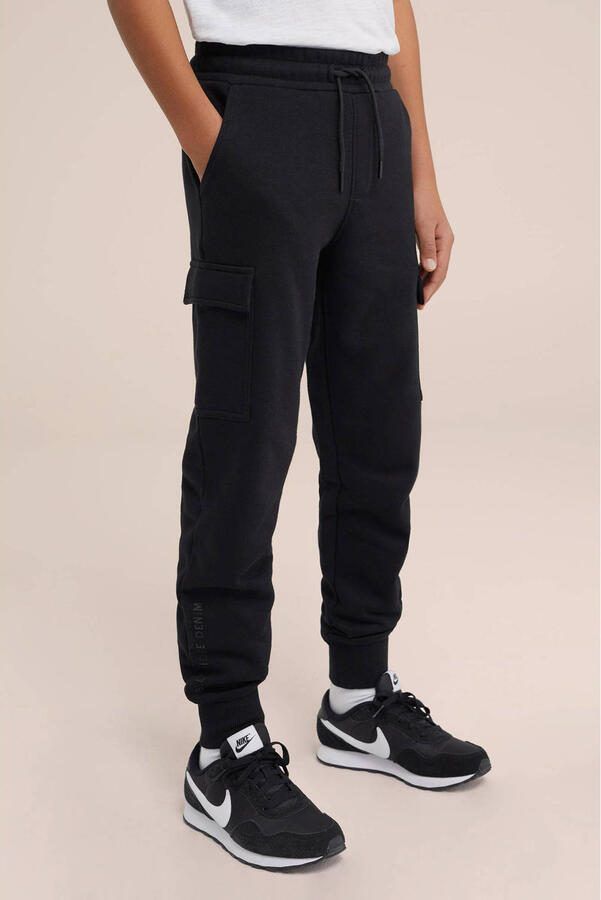 WE Fashion Blue Ridge slim fit joggingbroek black uni Zwart Jongens Sweat 104 - Foto 2