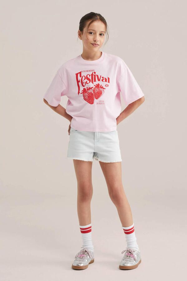 WE Fashion Blue Ridge slim short light blue denim