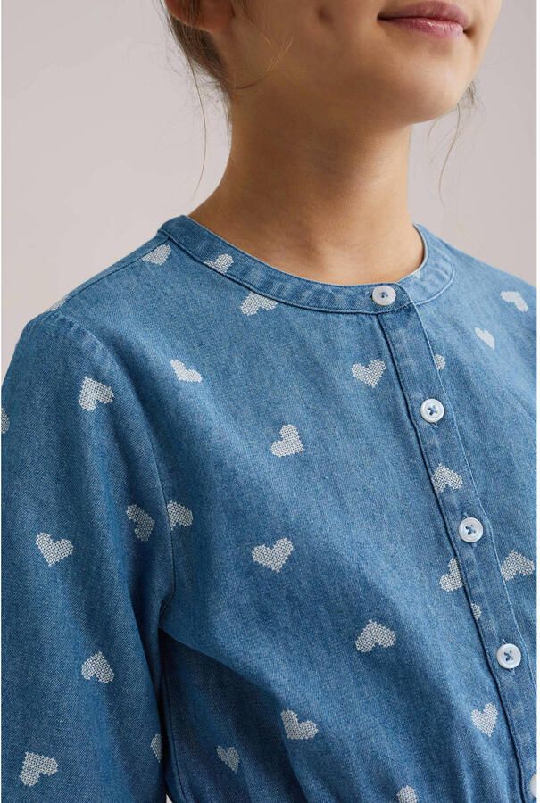 WE Fashion Blue Ridge spijkerjurk met hartjes medium blue denim - Foto 2