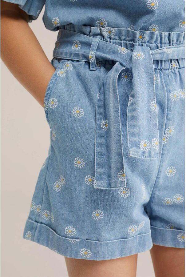 WE Fashion Blue Ridge straight denim short met bloemen medium blue denim - Foto 2
