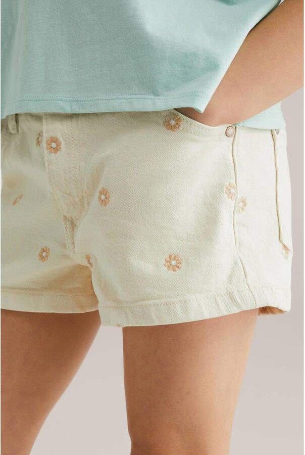 WE Fashion Blue Ridge straight gebloemde denim short ecru - Foto 2