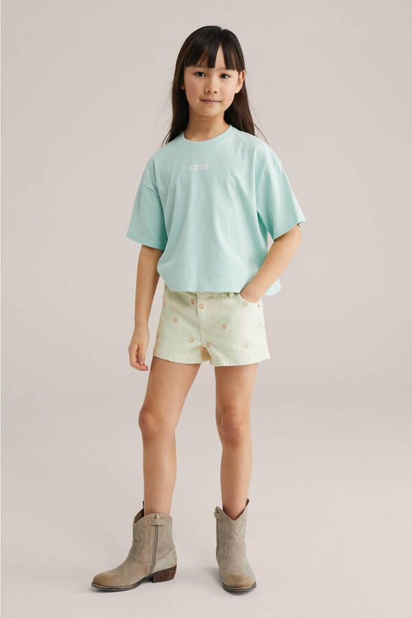 WE Fashion Blue Ridge straight gebloemde denim short ecru - Foto 3
