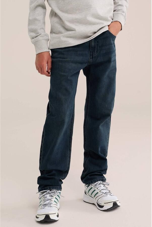 WE Fashion Blue Ridge straight leg regular fit jeans donkerblauw Jongens Katoen