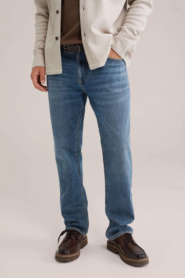 WE Fashion Blue Ridge straight leg regular fit jeans mid blue