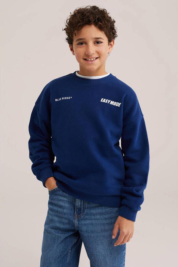 WE Fashion Blue Ridge sweater met backprint donkerblauw - Foto 2