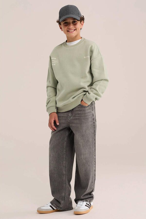 WE Fashion Blue Ridge sweater met backprint lichtgroen - Foto 2