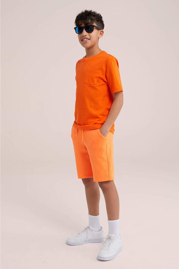 WE Fashion T-shirt oranje Jongens Katoen Ronde hals Effen 110 116 - Foto 2