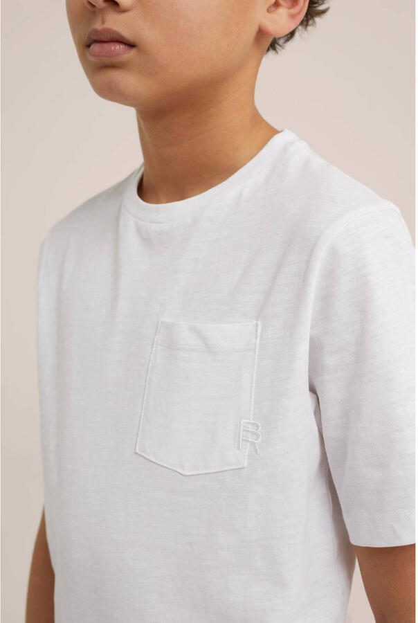 WE Fashion T-shirt wit Jongens Katoen Ronde hals Effen 110 116 - Foto 3