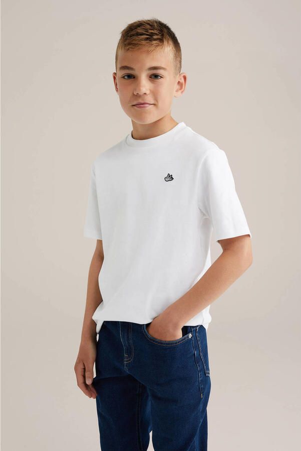 WE Fashion T-shirt wit Jongens Katoen Ronde hals Effen 122 128