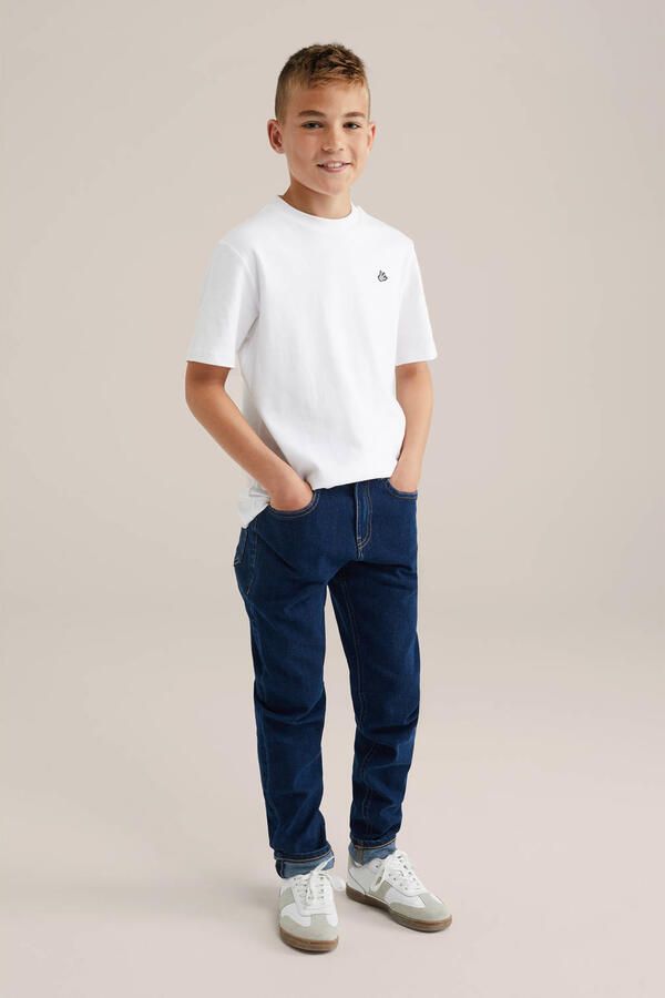 WE Fashion T-shirt wit Jongens Katoen Ronde hals Effen 122 128 - Foto 3