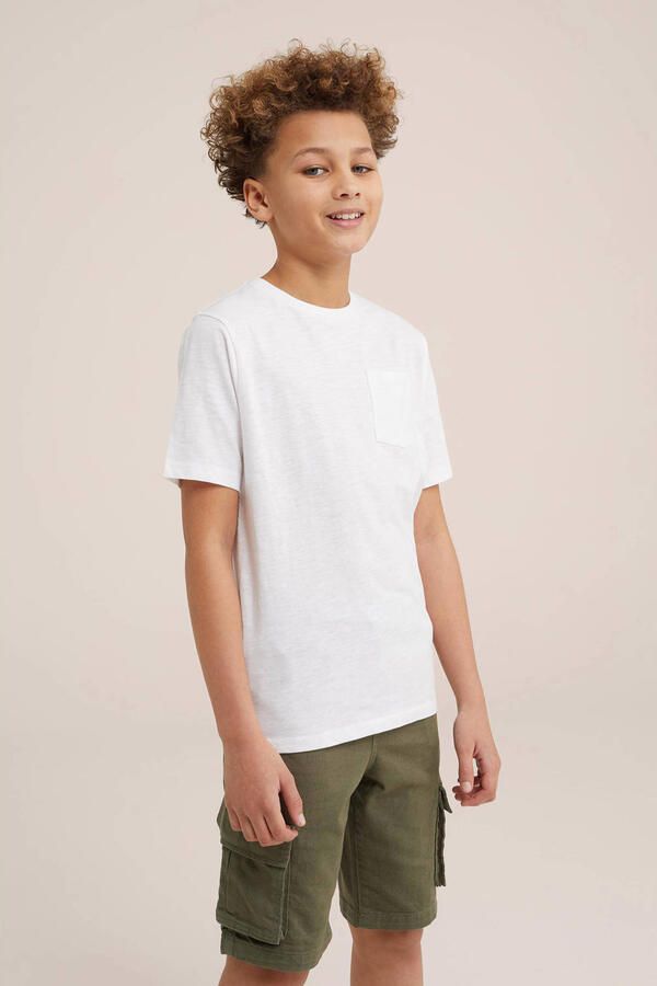 WE Fashion T-shirt wit Jongens Katoen Ronde hals Effen 110 116