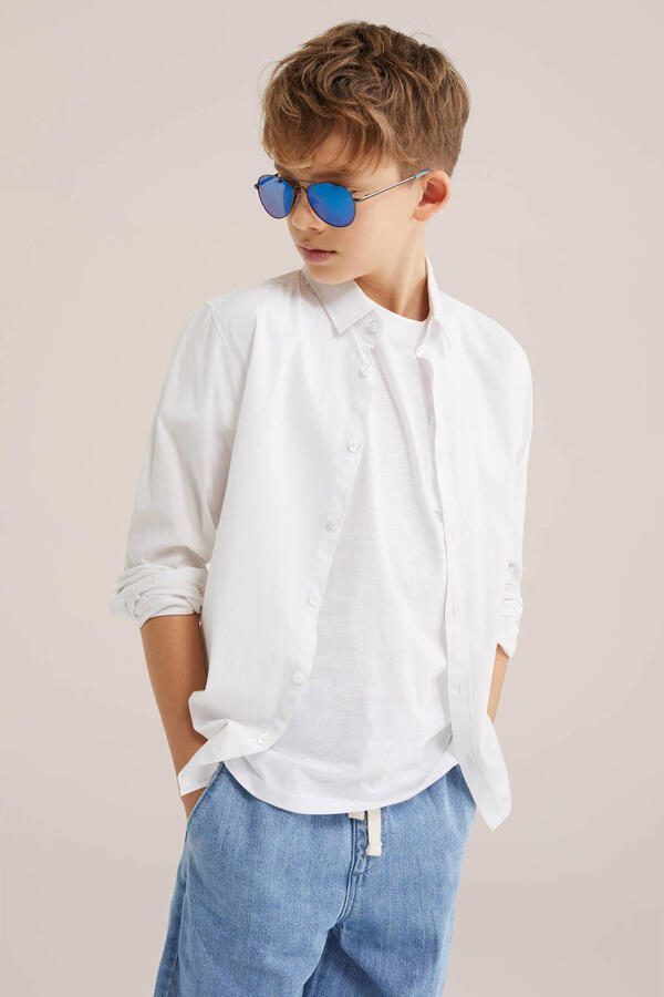 WE Fashion T-shirt wit Jongens Katoen Ronde hals Effen 110 116 - Foto 5