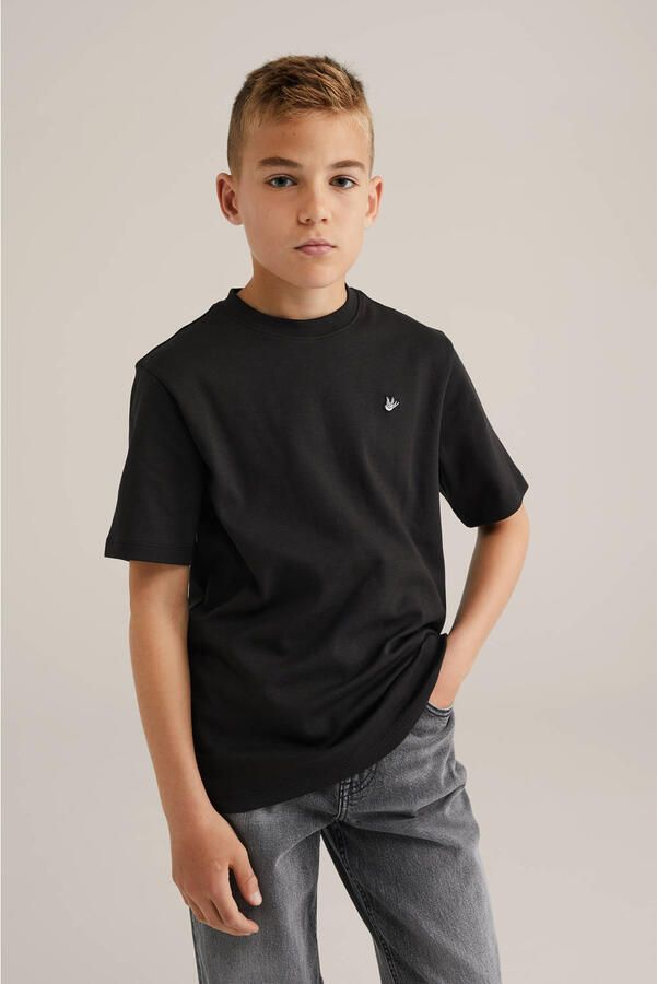 WE Fashion T-shirt zwart Jongens Katoen Ronde hals Effen 170 176 - Foto 5