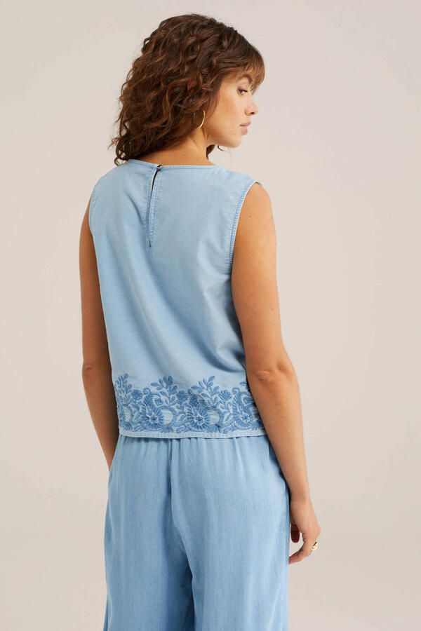 WE Fashion Blue Ridge top broderie light blue denim - Foto 3
