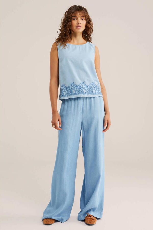 WE Fashion Blue Ridge top broderie light blue denim - Foto 2