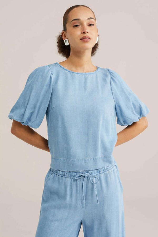 WE Fashion Blue Ridge top light blue denim