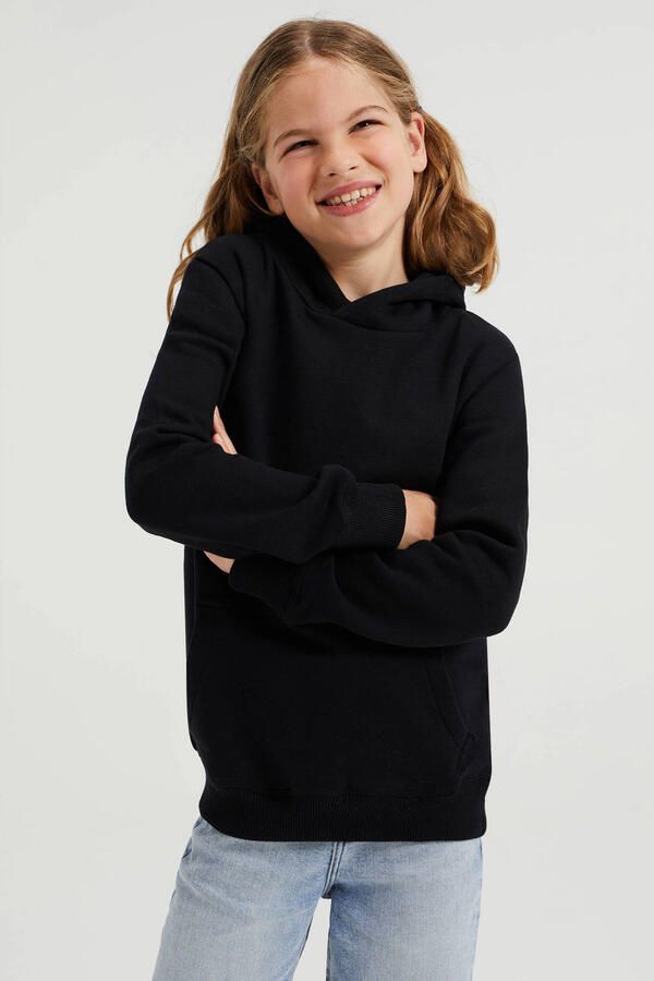 WE Fashion Blue Ridge unisex hoodie zwart Sweater Effen 170 176