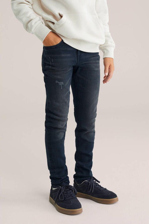 WE Fashion Blue Ridge waist slim fit jeans dark blue denim