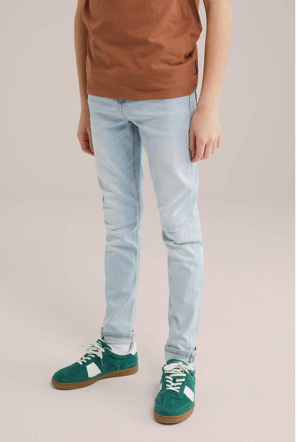 WE Fashion Blue Ridge waist slim fit jeans light blue denim