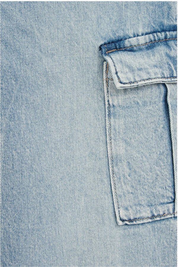 WE Fashion high waist loose fit jeans lichtblauw Meisjes Denim Effen 104