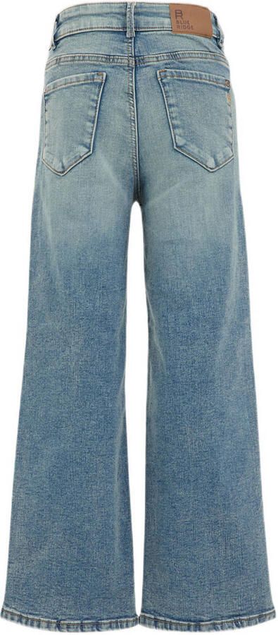 WE Fashion high waist wide leg jeans green cast denim Blauw Meisjes Stretchdenim 122