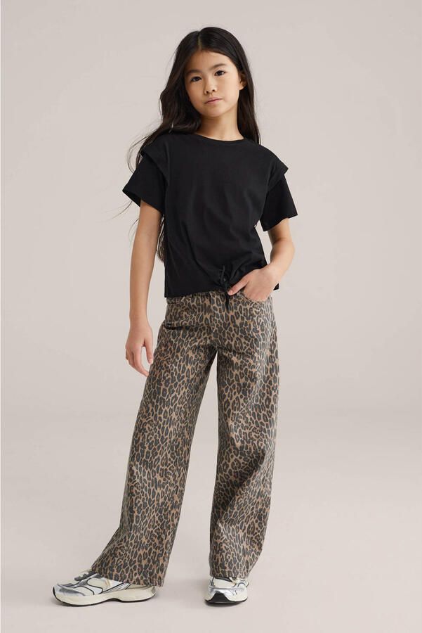WE Fashion Blue Ridge wide leg jeans met panterprint bruin - Foto 2