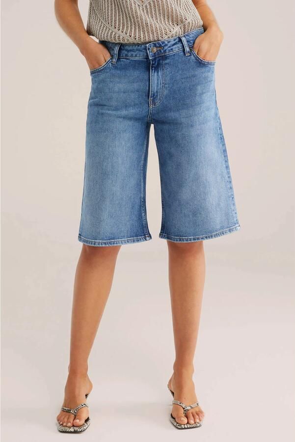 WE Fashion Blue Ridge wide leg regular waist bermuda short dark blue denim