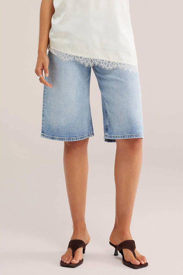 WE Fashion Blue Ridge wide leg regular waist bermuda short medium blue denim