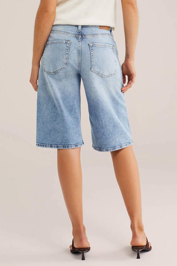 WE Fashion Blue Ridge wide leg regular waist bermuda short medium blue denim - Foto 2