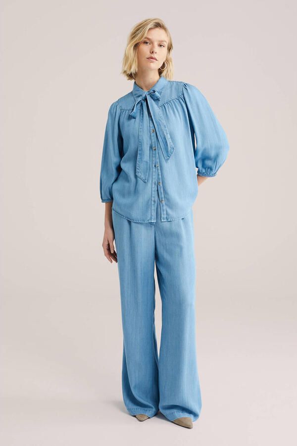 WE Fashion Blue Ridge wide leg regular waist broek light blue denim - Foto 3