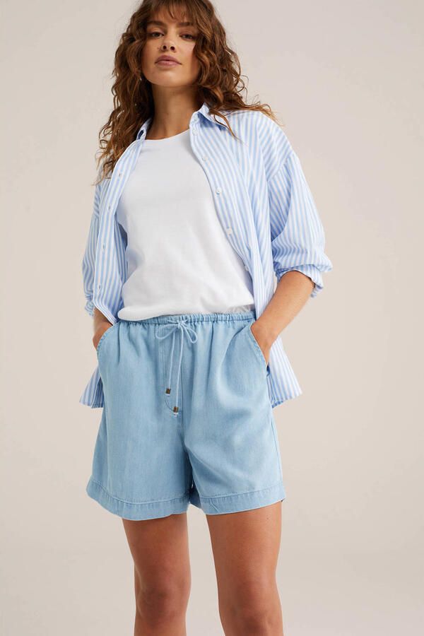 WE Fashion Blue Ridge wide leg regular waist casual short light blue denim - Foto 2