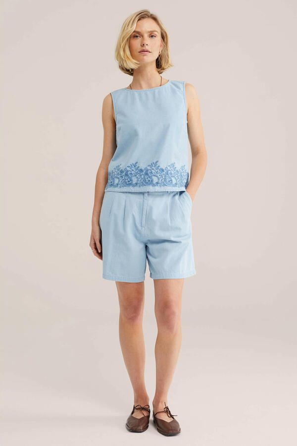 WE Fashion Blue Ridge wide leg regular waist casual short light blue denim - Foto 2
