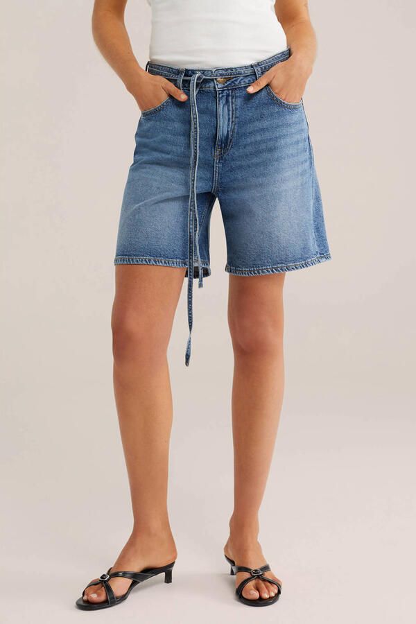 WE Fashion Blue Ridge wide leg regular waist short dark blue denim