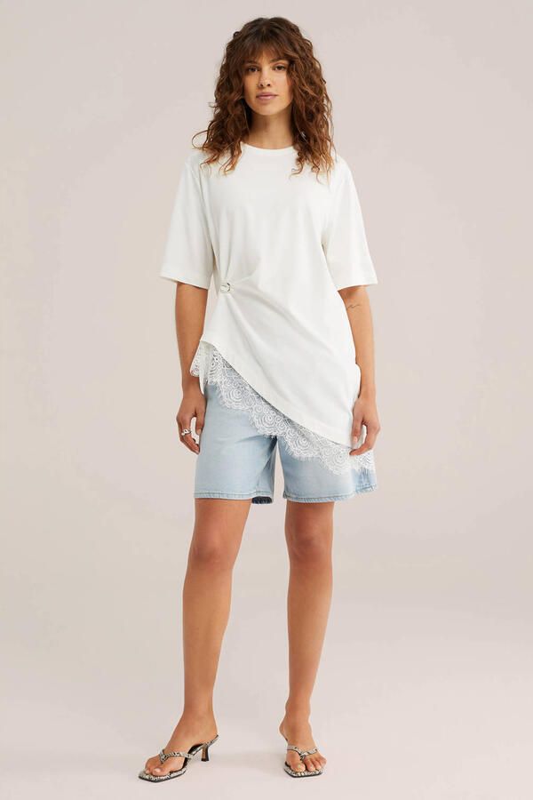 WE Fashion Blue Ridge wide leg regular waist short light blue denim - Foto 3