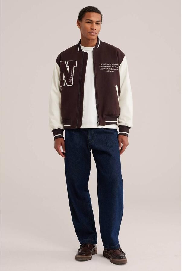 WE Fashion bomberjack met borduursels en backprint donkerbruin - Foto 2