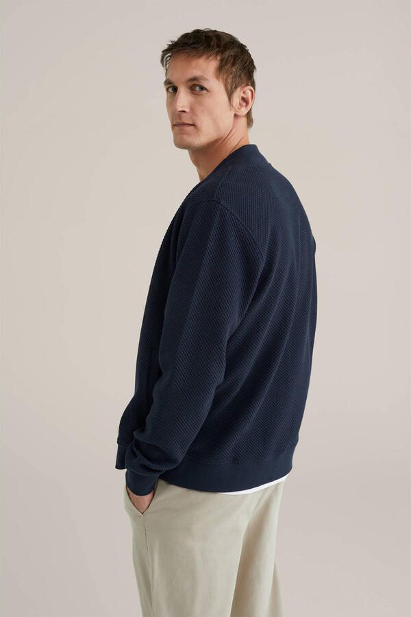 WE Fashion bombervest met textuur donkerblauw - Foto 2