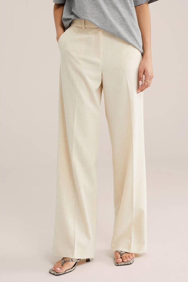 WE Fashion bootcut regular waist palazzo broek beige