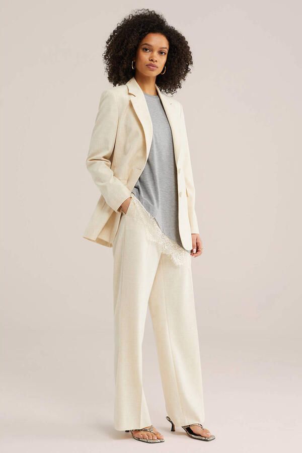 WE Fashion bootcut regular waist palazzo broek beige - Foto 3