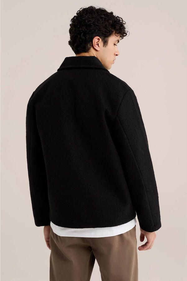 WE Fashion bouclé regular fit overshirt zwart - Foto 2