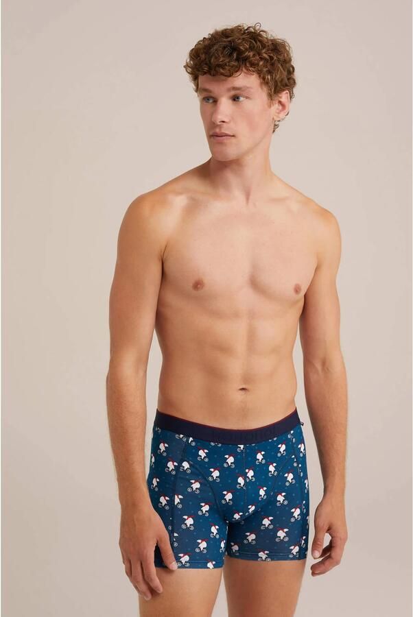 WE Fashion boxershort met kerst print blauw