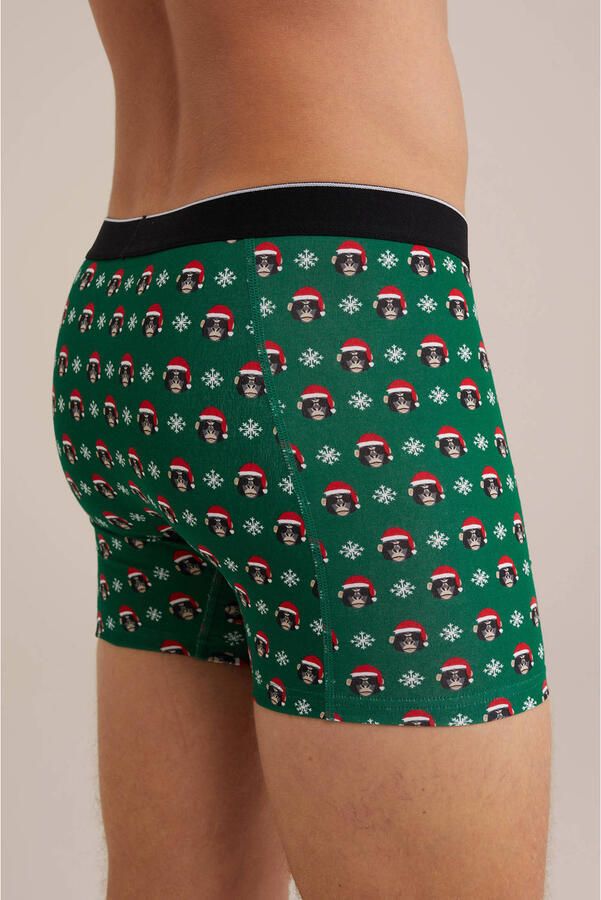 WE Fashion boxershort met kerst print groen - Foto 2