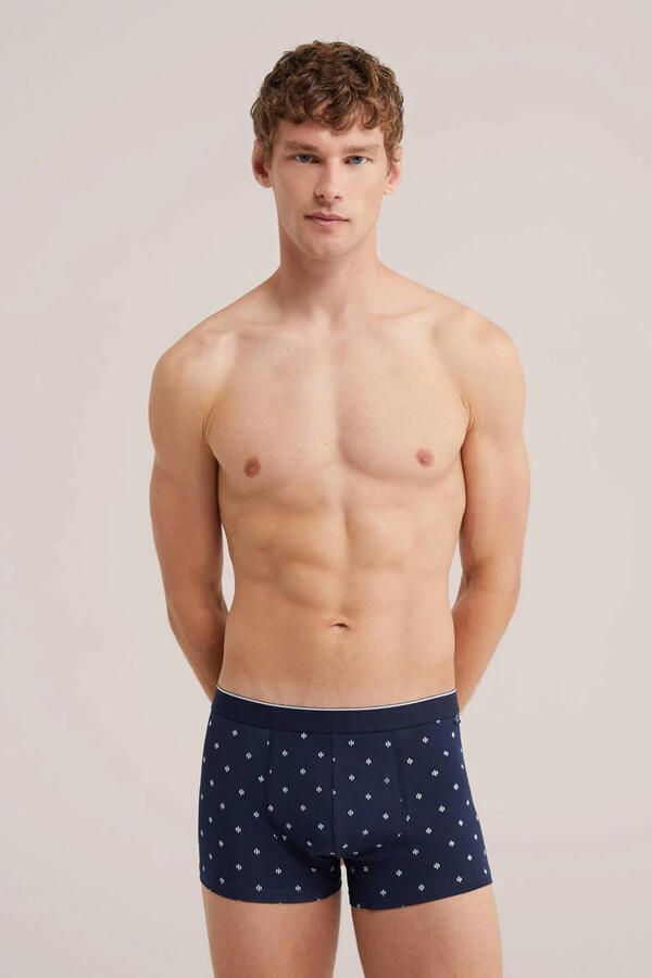 WE Fashion boxershort met print donkerblauw