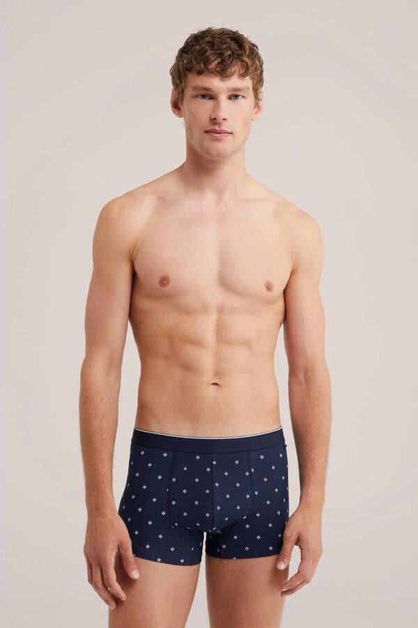 WE Fashion boxershorts met print blauw donkerblauw (set van 3) - Foto 2