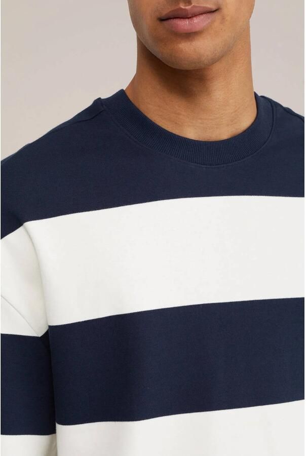 WE Fashion boxy gestreept T-shirt donkerblauw - Foto 2