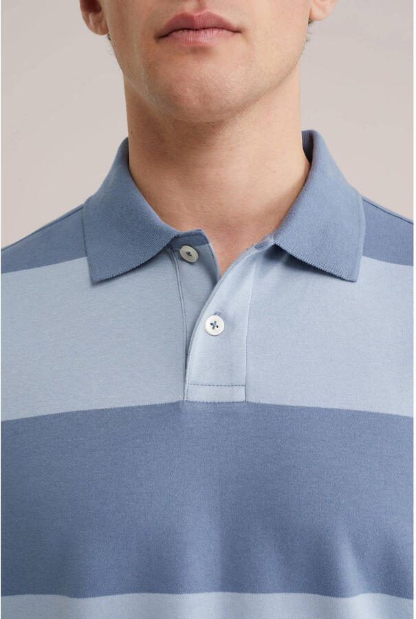 WE Fashion boxy gestreepte polo blauw - Foto 2