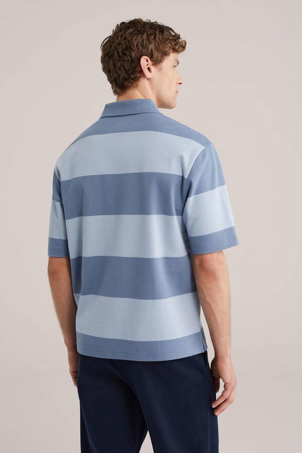 WE Fashion boxy gestreepte polo blauw - Foto 3