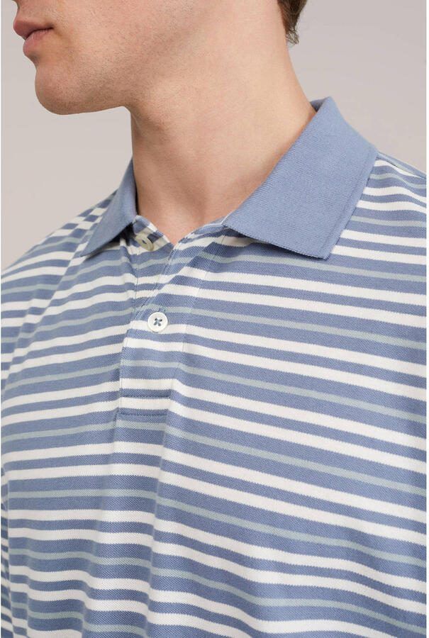 WE Fashion boxy gestreepte polo blauw - Foto 2
