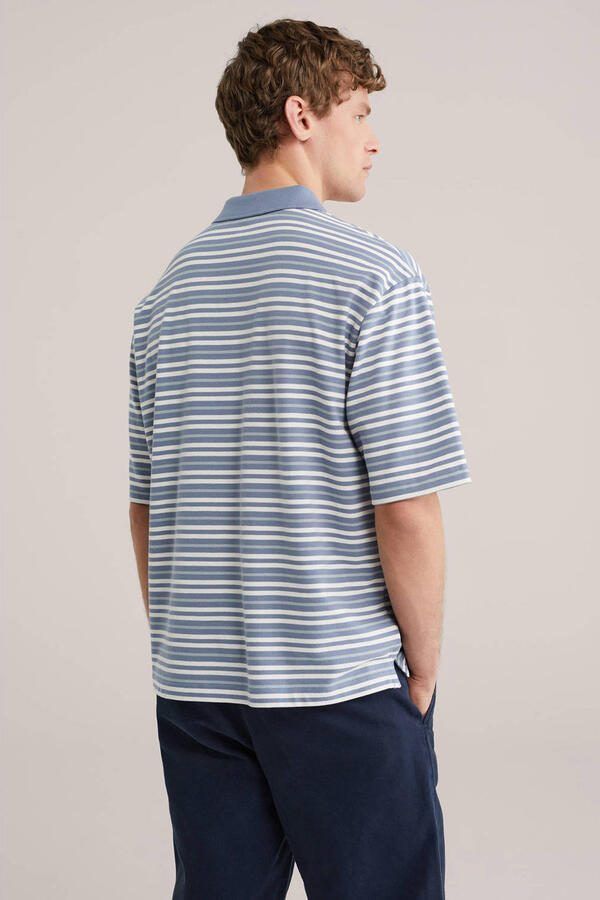WE Fashion boxy gestreepte polo blauw - Foto 3